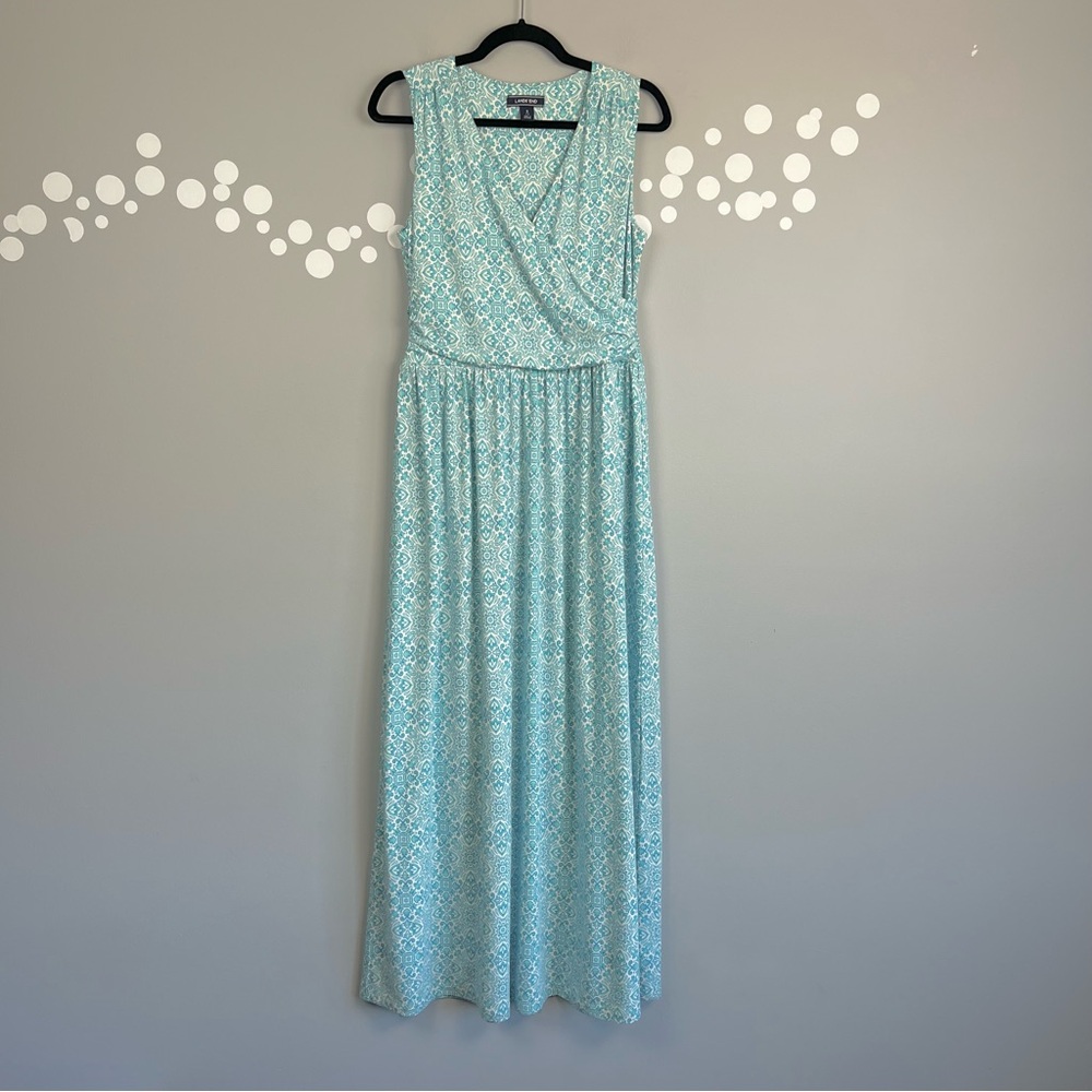 Lands' End Sleeveless Knit Surplice Wrap Maxi Dress Size Small